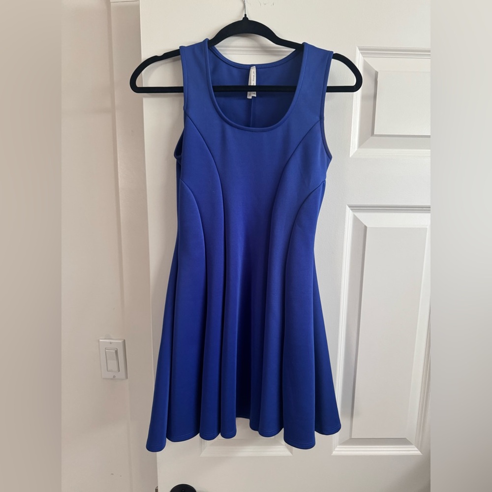 Sleeveless Royal Blue Fit-and-Flare Dress